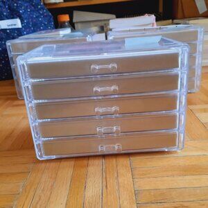 Jewelry Organizer Box with 5 Drawers, cream, transparent